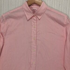 Brooks‎ Brothers Pink White Stripe Button Down Shirt Size 10 Classic Fit